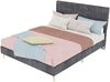 Modern dark gray fabric bed with light luxury plaid soft bag headboard, small-sized master bedroom, second bedroom, double bed, mattress size:140*200cm, gray Bild 3