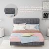 Modern dark gray fabric bed with light luxury plaid soft bag headboard, small-sized master bedroom, second bedroom, double bed, mattress size:140*200cm, gray Bild 4