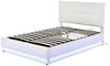 BlingBin Polsterbett Stauraumbett, Doppelbett (Bett, 1-tlg, mit LED Beleuchtung & Hydraulisch anhebbarer Bettstauraum), Bettkasten und Lattenrost Bezug aus Kunstleder Jugendbett Weiß Bild 2