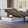 BlingBin Polsterbett Stauraumbett, Doppelbett (Bett, 1-tlg, mit LED Beleuchtung & Hydraulisch anhebbarer Bettstauraum), Bettkasten und Lattenrost Bezug aus Kunstleder Jugendbett Weiß Bild 3