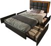 sterbett 90x200 cm mit LED-Beleuchtung und 4 Schubladen, verstellbares Kopfteil, PU schwarz Bild 2