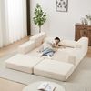 Schlafsofa 74cm×194cm×169,5cm mit modularer Konfiguration – Cord in Beige, 2-in-1 Sofa-Bett mit beweglicher Fußstütze Bild 3