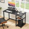 Schreibtisch 120cm Schwarz Stauraum Monitorständer Bürotisch GreenForest Bild 2