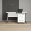 Dmora Schreibtisch Azzaro, Mehrzweckschreibtisch, Bürotisch für PC, Eckschreibtisch, 150x80 h75 cm, Weiß und Grau Bild 2