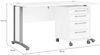 Dmora Schreibtisch Azzaro, Mehrzweckschreibtisch, Bürotisch für PC, Eckschreibtisch, 150x80 h75 cm, Weiß und Grau Bild 3