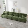 4-Sitzer Wohnlandschaft H 81 x T 406 x B 77 cm aus Chenille in Grün, modular und mit tiefem Sitz Bild 2