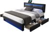 Polsterbett 140x200cm, USB, LED, 4 Schubladen, PU-Litschi, Schwarz Bild 5