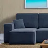 Wohnlandschaft COMO U-Form Cord mit Bett Schlafsofa Ottomane Petrol Blau Bild 5