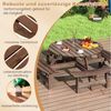 COSTWAY Bierzeltgarnitur, Picknicktisch mit Schirmloch & 4 Bänken, Tannenholz Bild 3