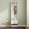 Schuhschrank mit Sitzfläche und Stauraum, multifunktionaler Schrank, Kleiderschrank Garderobenschrank Dielenschrank mit Türen und schwarzem Griff Bild 3
