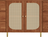 Sideboard B 160 x T 40 x H 90 cm, Rattan‑Türen, 6 Schubladen, MDF in Holzoptik Bild 5