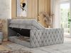Boxspringbett, Doppelbett mit Fußteil, Multipocket-Matratzen und Topper, gestepptes Kopfteil und Front - MIREN KING DUO - 120 x 200 cm - Hellgrau Velours - H3 Bild 3