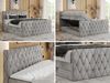 Boxspringbett, Doppelbett mit Fußteil, Multipocket-Matratzen und Topper, gestepptes Kopfteil und Front - MIREN KING DUO - 120 x 200 cm - Hellgrau Velours - H3 Bild 2