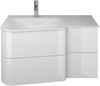 Burgbad BADU Waschbecken mit Unterschrank 92 cm breit, Weiß, Waschbecken Gussmarmor Weiß, Ablage rechts, 4 Schubladen Bild 1