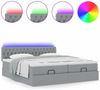 vidaXL Ottoman-Bett mit Matratzen & LEDs Hellgrau 200x200 cm Stoff 3312871 Bild 5