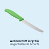 KHG 6er Set Frühstücksmesser Brötchenmesser Tomatenmesser Grün | 12 cm Klinge Edelstahl mit Wellenschliff | Tafelmesser Brotzeitmesser Vespermesser mit Fingerschutz Bild 4