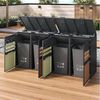 OKWISH Mülltonnenbox mit Klappdeckel,trash storage compartments,Abschließbar (Set, 4 St, horizontale Holzmaserungspaneele, ohne Mülltonne), Vier Türen,Rautenförmige Ausschnitte Bild 4