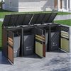 OKWISH Mülltonnenbox mit Klappdeckel,trash storage compartments,Abschließbar (Set, 4 St, horizontale Holzmaserungspaneele, ohne Mülltonne), Vier Türen,Rautenförmige Ausschnitte Bild 2