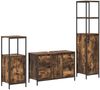 vidaXL Badezimmermöbel-Set mit Tür 3 pcs Geräucherte Eiche und Schwarz 3328381 Bild 2