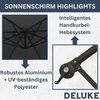 Sonnenschirm rund MARC 350cm Schwarz UV-Schutz, Kurbelsystem Ampelschirm rund Freiarm Sonnenschirm 350 cm Kurbelschirm Standschirm Sonnenschutz Gartenschirm Balkonschirm klassisch Bild 2