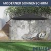 Sonnenschirm rund MARC 350cm Schwarz UV-Schutz, Kurbelsystem Ampelschirm rund Freiarm Sonnenschirm 350 cm Kurbelschirm Standschirm Sonnenschutz Gartenschirm Balkonschirm klassisch Bild 4