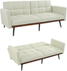 Couch Bett verstellbar, Leinen Bezug, 5-fach verstellbare Lehne, Gästebett, bis 250kg, kompakt 60cm, Metallbeine Bild 5