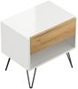 2er Set Nachttisch Dion 50cm SoftClose stehend Weiß & Eiche Front : Oak Gold / Weiss hochglanz Bild 5