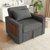Multifunktionales Schlafsofa aus Cord mit USB & Type-C-Anschluss, 3-fach verstellbarer Rückenlehne, Beistelltisch & Handyhalter,Grau Bild 3