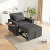 Multifunktionales Schlafsofa aus Cord mit USB & Type-C-Anschluss, 3-fach verstellbarer Rückenlehne, Beistelltisch & Handyhalter,Grau Bild 4