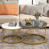Rundes Couchtisch-Set, B 70 x T 70 x H 45 cm + B 45 x T 45 x H 40 cm, nestbar, MDF mit Marmormuster Bild 4