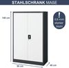 Aktenschrank abschließbar KEVIN - 4 Ebenen verstellbar, Flügeltüren | Metallschrank Werkstatt Mehrzweckschrank Büroschrank aus Stahl Werkzeugschrank, 140x90x40cm Anthrazit-Weiß Bild 2