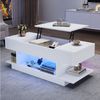 KLAM HOME Couchtisch Moderner Lift-Couchtisch mit LED-Beleuchtung und Stauraum (Höhenverstellbarer Wohnzimmertisch in Hochglanz Weiß), Intelligenter Beistelltisch mit App-Steuerung Bild 5