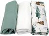 BabyLux Spannbettlaken Musselin Set – 3er Pack 40x80 cm für Kinderwagen Stubenwagen Babybett, Gummizug: ja, z12 Grün-Weiß-Wald Bild 2