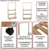 Bambus Standgarderobe HWC-Q33, Garderobenständer Kleiderständer Schuhregal, Stange 3 Ablagen Rollen 175x93x38cm ~ natur Bild 2
