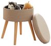 Zedelmaier Hocker Sitzhocker mit Ablage, Sitztruhe, Spielzeugtruhe, Fußhocker,rund (ZD3645), Gepolsterte Sitzfläche aus Leinen und Massivholz mit Wendedeckel Bild 4