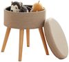 Zedelmaier Hocker Sitzhocker mit Ablage, Sitztruhe, Spielzeugtruhe, Fußhocker,rund (ZD3645), Gepolsterte Sitzfläche aus Leinen und Massivholz mit Wendedeckel Bild 5