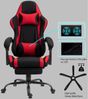 Delman Gaming-Stuhl, ergonomischer Bürostuhl mit 2-Punkt-Massagefunktion, Fußstütze und Kopfstütze, Stoffbezug, Rot Bild 3