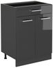Küchenunterschrank R-Line Anthrazit Hochglanz 60 cm mit Schublade, ohne Arbeitsplatte Vicco Bild 5