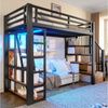 Flieks Hochbett Metallbett 90x200cm mit LED-Leiste, Regale, Treppe und Schutzgitter Bild 3