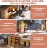 Novelux Doppelbett 160x200 cm Holzbett mit Stauraum – Eiche, klappbares Kopfteil, Nachttische, Bettbank, Leselampen & USB-Anschluss Bild 3