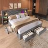 Flieks Polsterbett, Doppelbett 180×200cm mit 2 Nachttische 4 Schublade Leselicht USB-Laden Bild 2