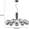 Große LED Pendelleuchte 9-flammig Schwarz mit Glaskugeln Rauchglas, Ø 83cm Bild 4