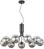 Große LED Pendelleuchte 9-flammig Schwarz mit Glaskugeln Rauchglas, Ø 83cm Bild 2