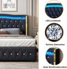 Polsterbett 140x200 cm mit LED-Beleuchtung & hydraulischem Stauraum – Samtbett mit Kopfteil, Doppelbett in Schwarz Bild 5