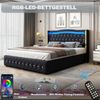 Polsterbett 140x200 cm mit LED-Beleuchtung & hydraulischem Stauraum – Samtbett mit Kopfteil, Doppelbett in Schwarz Bild 4