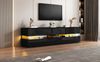 TV-Schrank mit Hochglanzfront, LED-Beleuchtung & Acryl-Einsatz, 160x39x45 cm, Schwarz Bild 2
