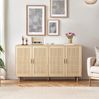 Schrank, 4-türiger Rattan Dekoschrank elegant und funktionell für Schlafzimmer Wohnzimmer Büro, Rattan, Natur, 158 cm Bild 5