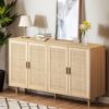 Schrank, 4-türiger Rattan Dekoschrank elegant und funktionell für Schlafzimmer Wohnzimmer Büro, Rattan, Natur, 158 cm Bild 2