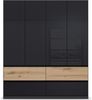 rauch Kleiderschrank; Drehtürenschrank WINNIPEG, 4-türig, 4 Schubkästen, Hochglanz Effektgrau/Eiche Halifax, 181x210x56xcm Bild 2