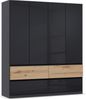 rauch Kleiderschrank; Drehtürenschrank WINNIPEG, 4-türig, 4 Schubkästen, Hochglanz Effektgrau/Eiche Halifax, 181x210x56xcm Bild 3